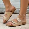 Fashion Fashion Leopard Women's Slippers New Cork Slippers Women Summer Outdoor Non-slip Shoes Buckle Sandals Woman Beach Flat Slippers