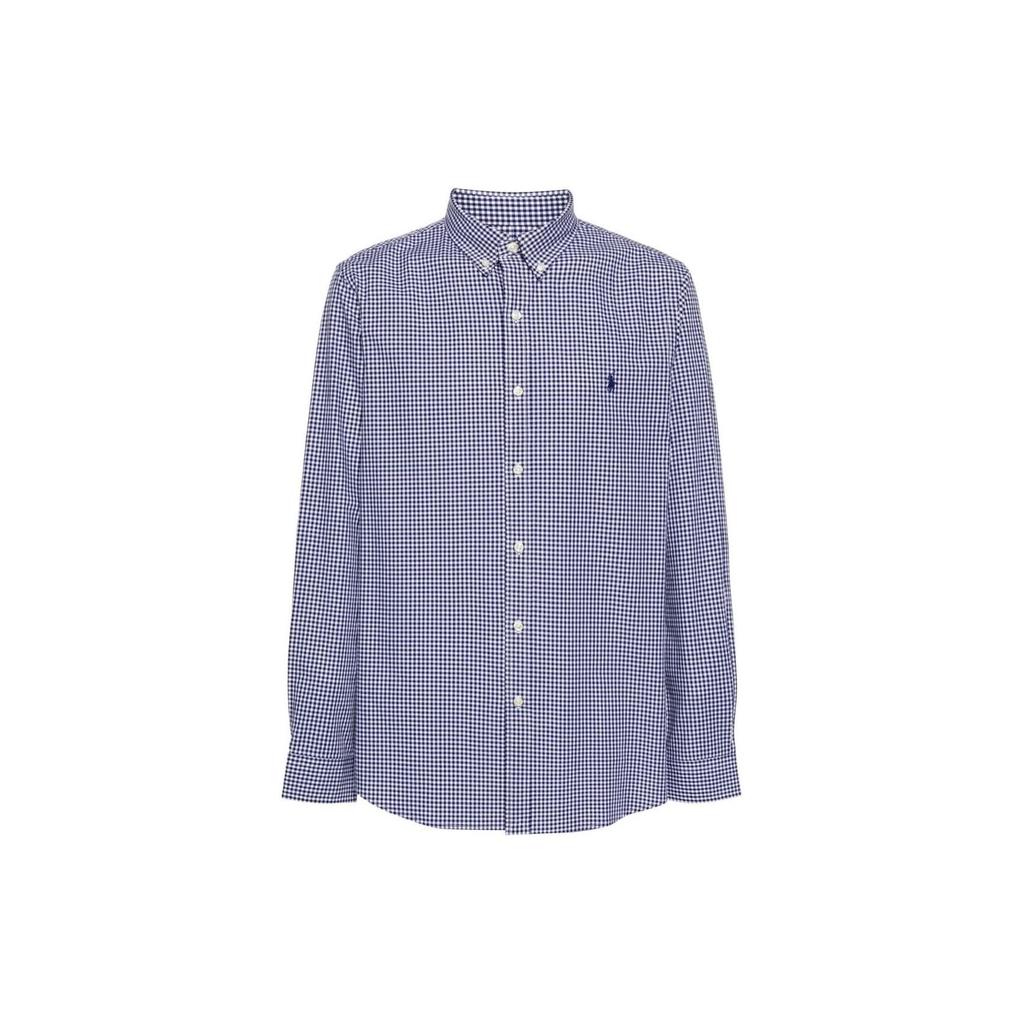 Polo Ralph Lauren SS24 Plaid Slim Fit Single Breasted Long Sleeve Shirt Men Shirts Navy-Blue 710929345-002