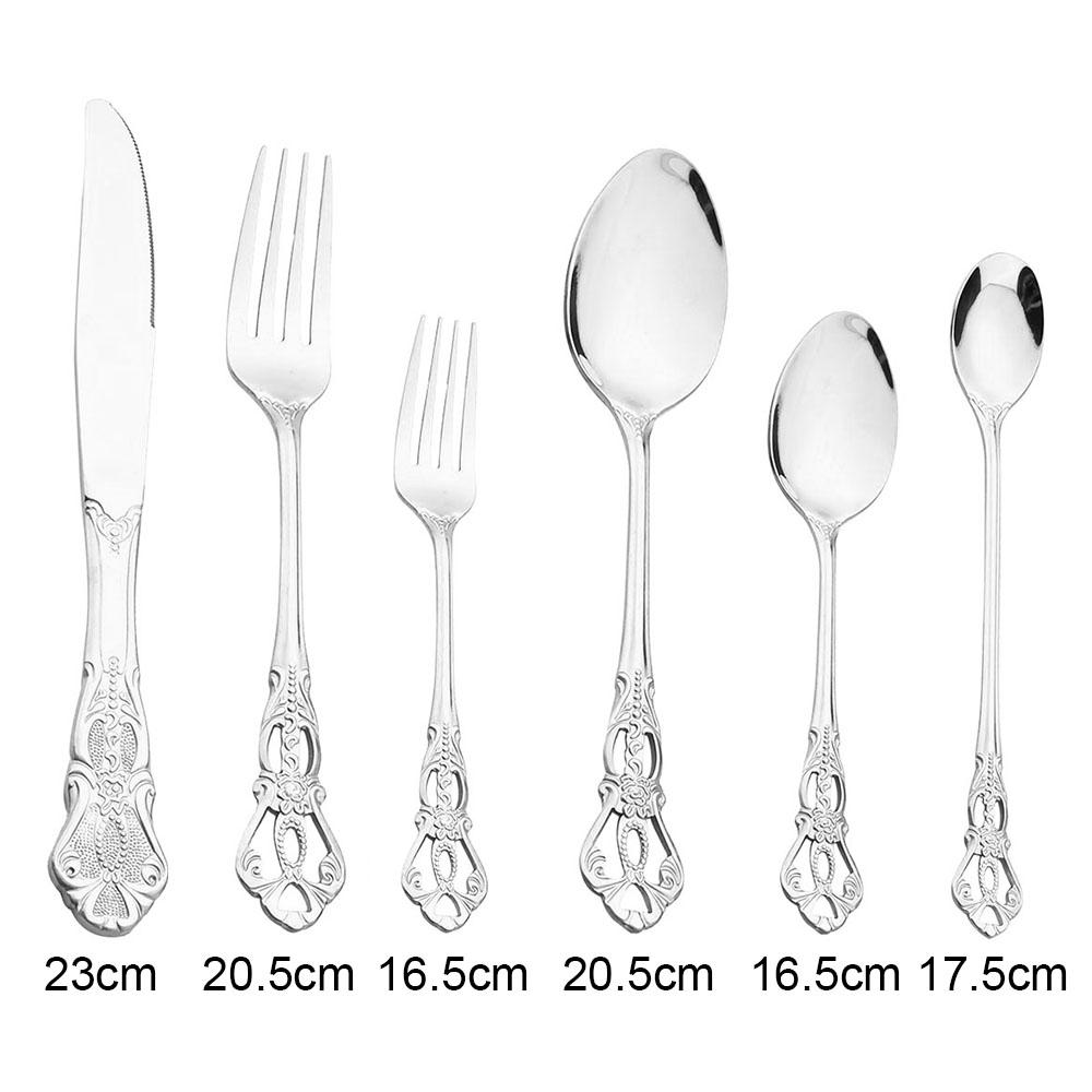 24Pcs Luxury Flatware Set Engraving Pattern Cutlery Set Stainless Steel Dinnerware SetVintage Western Knife Fork Spoon Tableware
