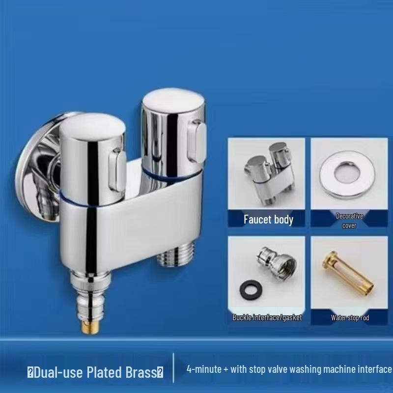 Válvula de Ângulo de Fluxo Grande de Controle Duplo: Torneira para Máquina de Lavar e Vaso Sanitário com 2 Saídas