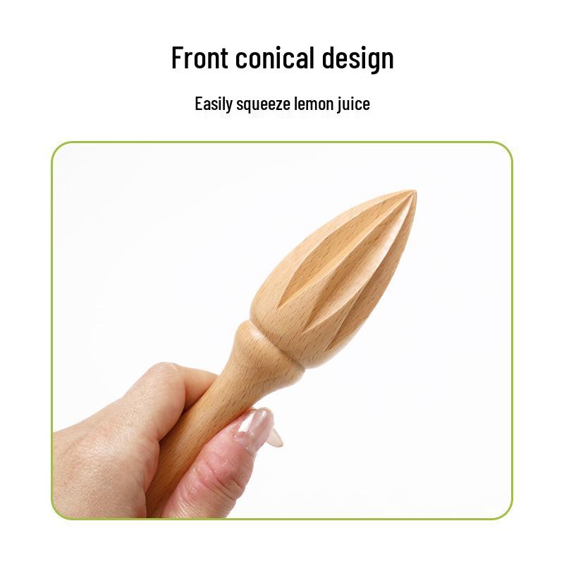 Unpainted Solid Wood Lemon Juicer - Portable Beech Cone Squeezer