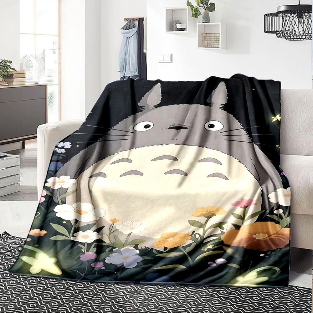 1pc Totoro Friends Forest Flannel Blanket,Ultra Soft Warm Plush Throw for Home Bedroom Bed Sofa Cover Camping Picnic Gift Y7171