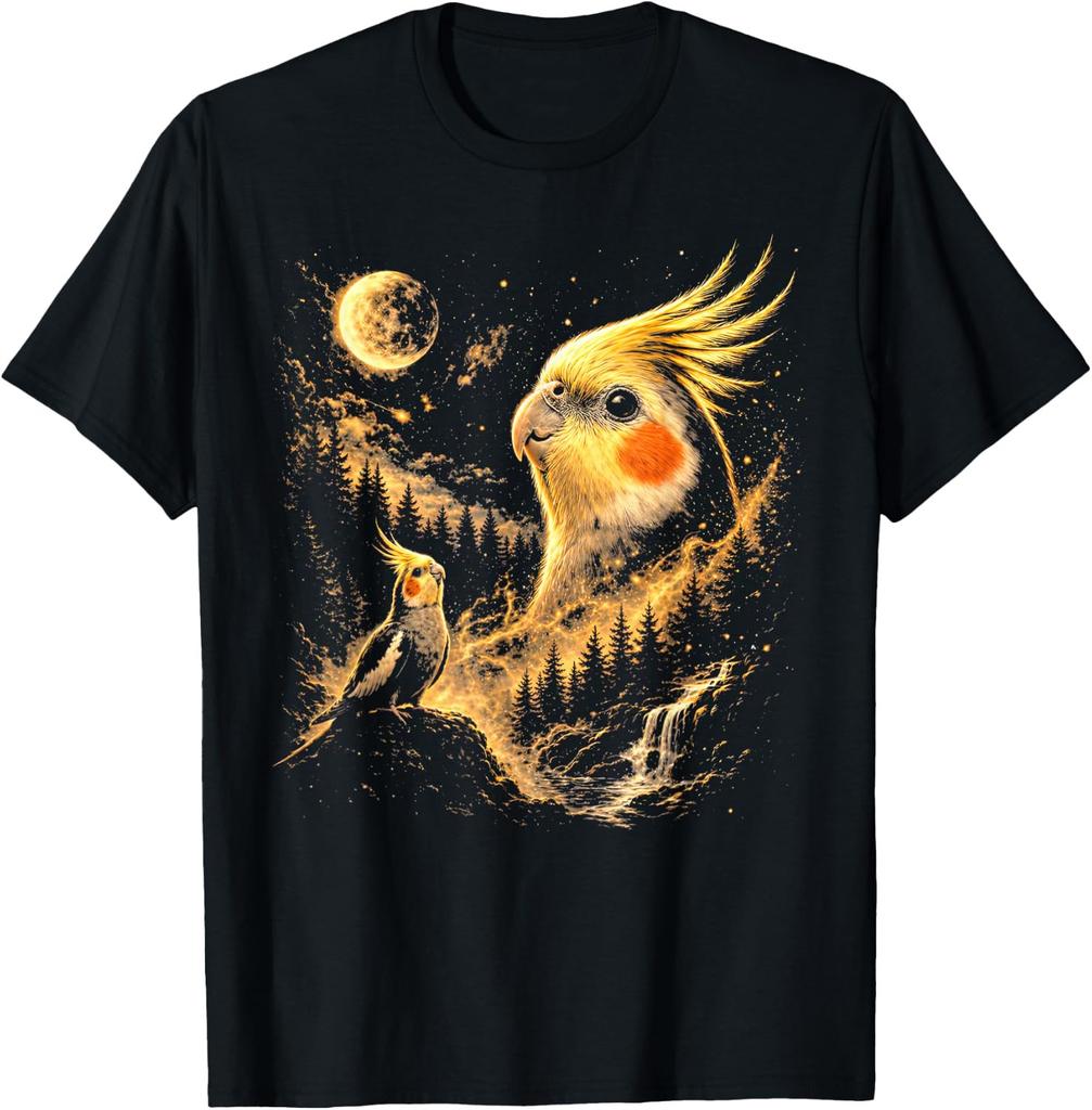 Cockatiel Howling to The Moon 90s Vintage Bird Animals Meme T-Shirt