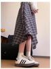 Black High-Waist A-Line Plaid Skirt - Women's Autumn 2026 Korean Style Mid-Length Skirt