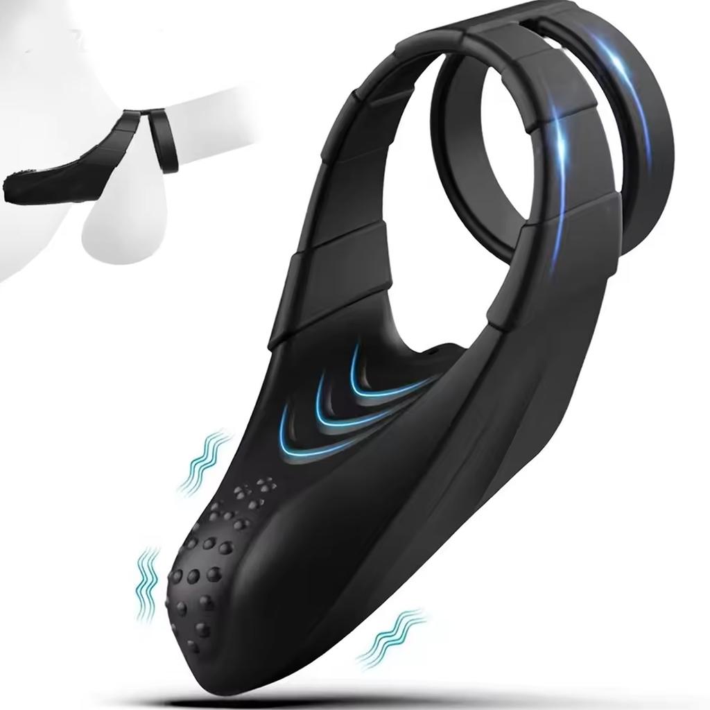 Doppelring Vibrations-Cockring Ejakulationsverzögerung Penisring für Männer Perineum-Stimulator Sexspielzeug für Paare Spiel