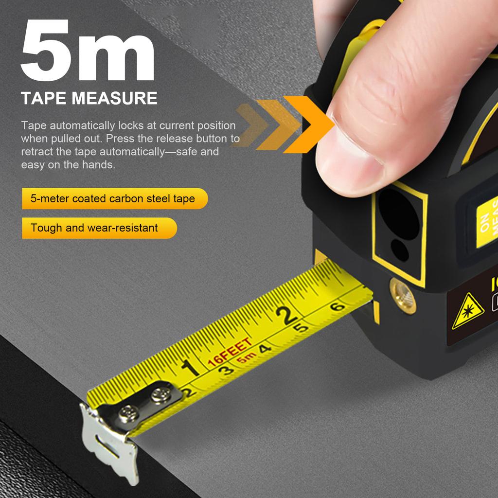 4 In 1 Tape Measure Ruler with Crosshairs Backlight Distance Meter LCD Screen Digital Display Measurement Device for Home Garage