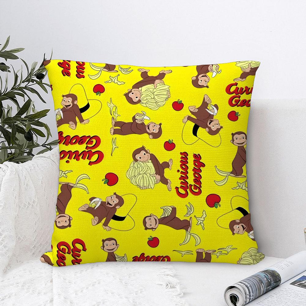 Good Night George C-Curious Monkey Pillow Case Plush Fabric Soft Pillowcase Double Sided Print Cushion Cover Throw Pillow Cover