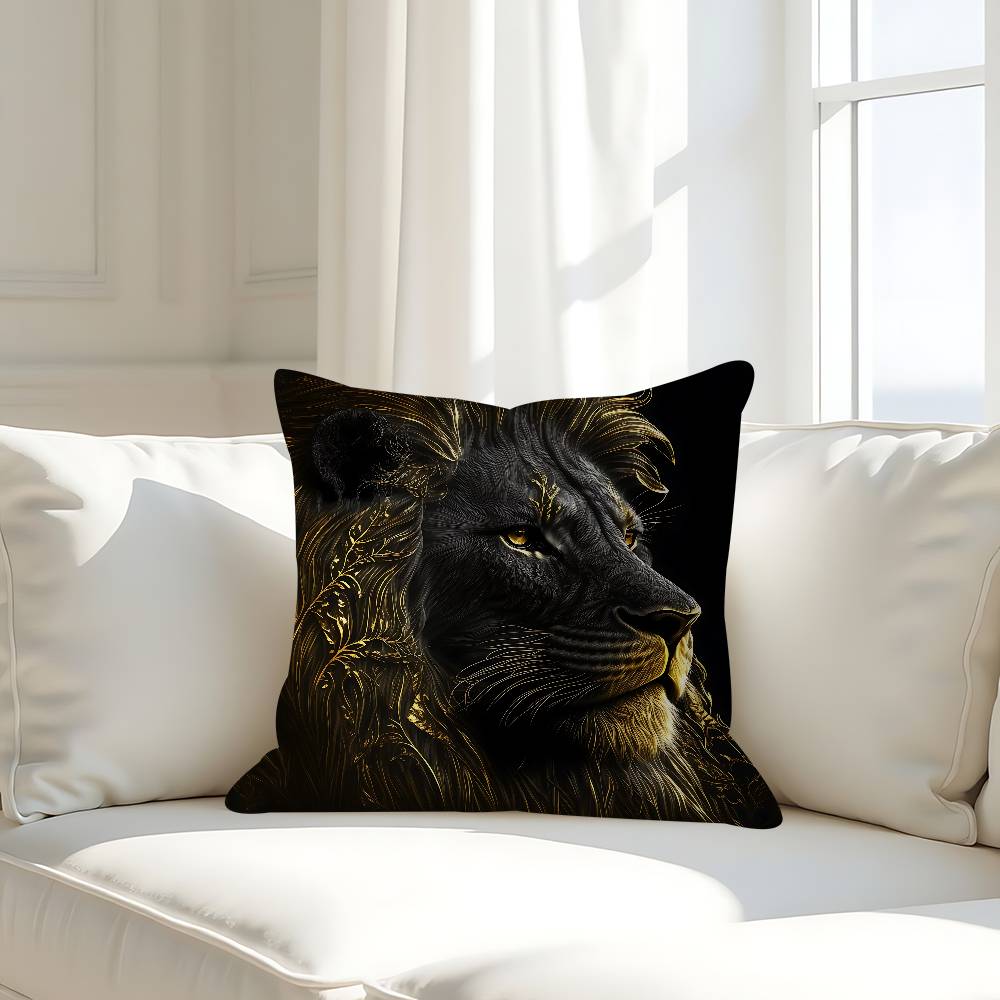 Black Gold Eagle Lion Pillowcase Toon Gift Cushion Cover Bedroom Home Sofa Chair Seat Decor Pillow Case