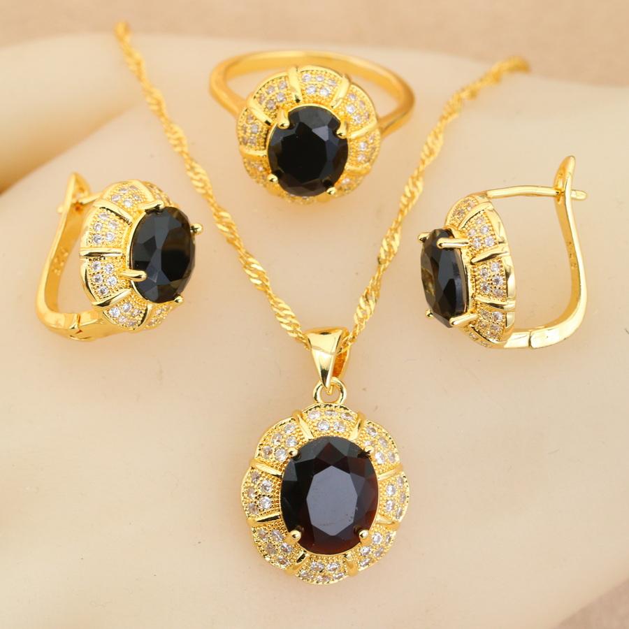Klassische vergoldete Brautschmucksets für Damen Blauer Kristall Club Ohrringe Halskette Anhänger Ring Hochzeitsgeschenk 8 beige