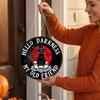 Halloween LED Light-Up Hanging Sign Featuring Ghost Cat Pumpkin Floral Design with Battery Not Included Suitable for Indoor Outdoor Decoration