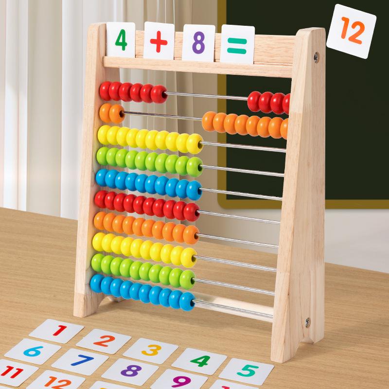 

Montessori Wooden Abacus: Five-Row Math Teaching Tool for Kids