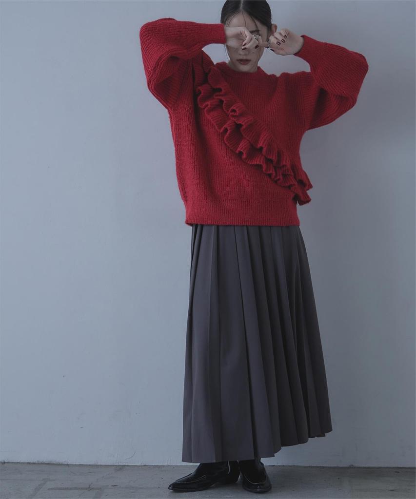 miette Double Frill Knit REXX1152 Free Size Red Women's