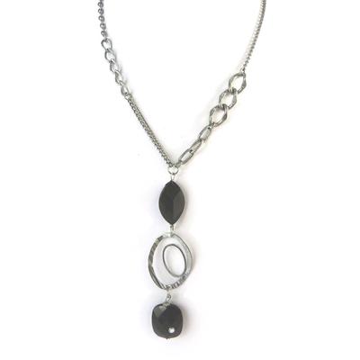 [E8292] - Designer Necklace 'Kilimanjaro' Black Silver