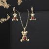 Hengdian Joyeria Chic 18K Gold Plated Brass Earrings Necklace Set With Cute Zircon Bear Design for Women Fashion Jewelry Set