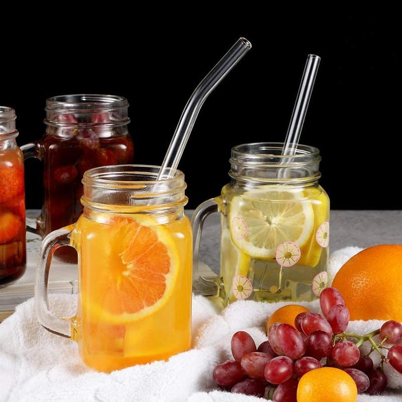 8x250mm Long Glass Drinking Straws Pack of 20 Reusable Clear Straws for Bar Party Smoothie Milkshakes Smoothie Cocktail Straws