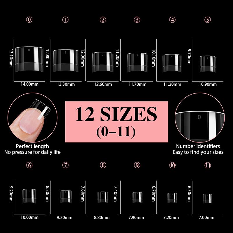 600Pcs Full Cover Press On Nail Tips Stiletto Almond Square Coffin French False Fake Soak Off Gel Nail Extension Tips Capsule