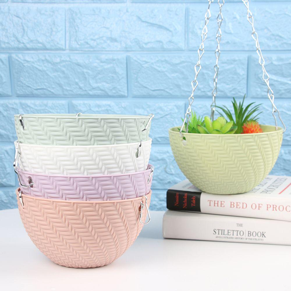1 PC Fashion Succulent Plant  Balcony Bracketplant Flower Pots Hanging Basket Rattan Pattern Chains Flowerpot