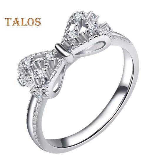 

Женское кольцо в форме банта с кубическим цирконием, медное обручальное кольцо с полированной гладкой поверхностью, женское ювелирное изделие для выпускного вечера US 10