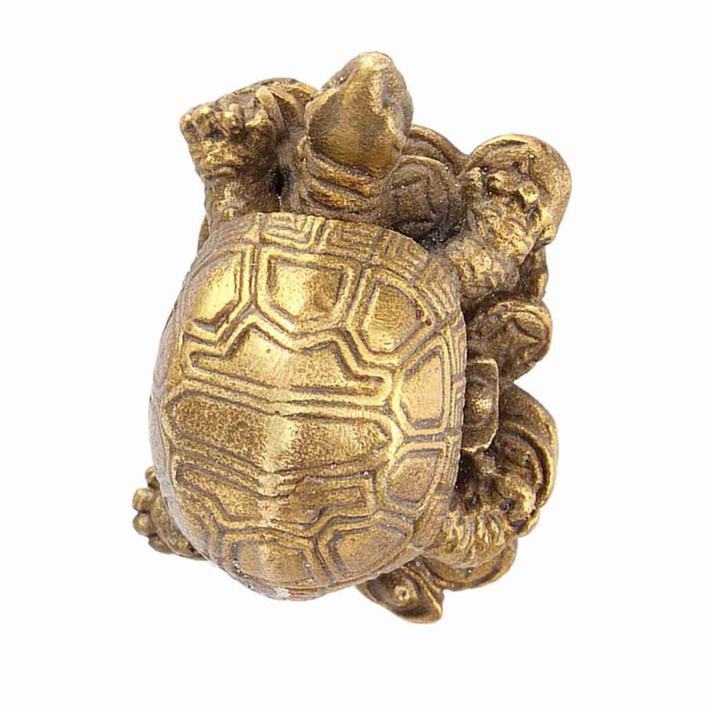 Bronze Exquisite Carving Brass Lucky Chinese Tortoise Shape Furnishing Craft Decoration