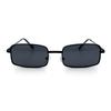 SA106 Men's Retro Vintage Narrow Rectangular Pongee Metal Sunglasses, All Black, 5 12" (140mm) x 1 14" (32mm)
