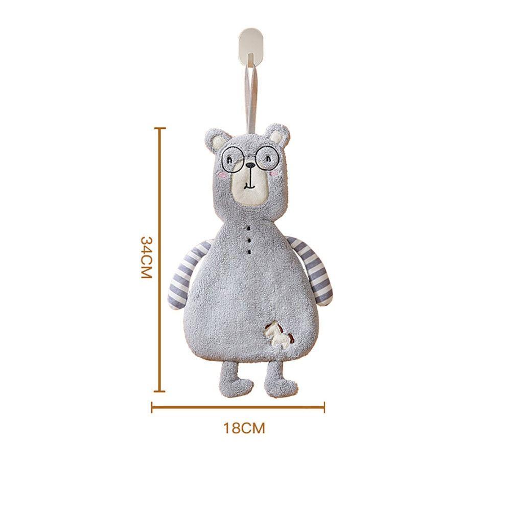 Cartoon Animal Hanging Hand Towels Coral Fleece Bathroom Towel Creative Kitchen Towel  Kitchen