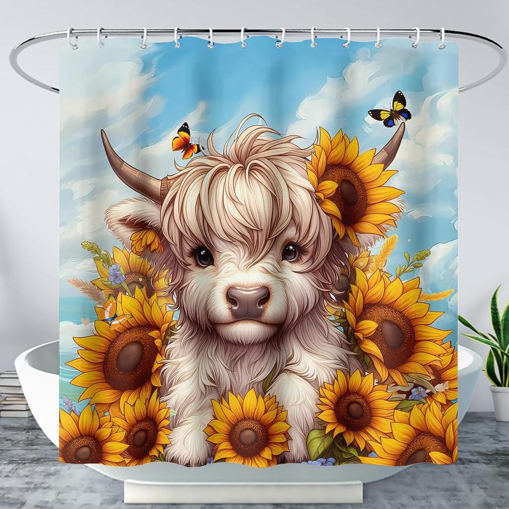 Kawaii Rabbit Pet Shower Curtain for Bathroom,Cute Animal Bunny Floral Waterproof Fabric Bath Curtain with Hooks,72" Wx72 H