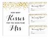 Inkdotpot How Many Kisses For The Soon To Be Mrs Gold Confetti White Bridal Shower Game 1 Sign   30