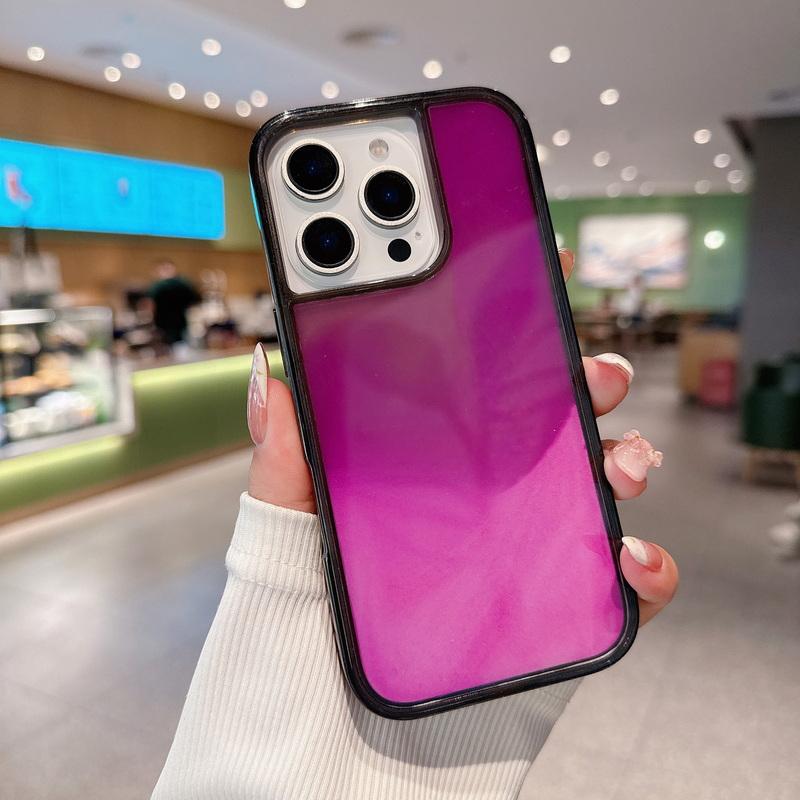 

Светящийся чехол-переливайка для телефона для iPhone 16 Plus 15 Pro Max 14 Pro 13 12 11 Прозрачный противоударный чехол с защитой объектива iPhone 12 Pro фиолетовый