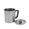 Ti Camping Cup 450ml with Wood Handle Lightweight Coffee Mug with Lid and Spoon for Outdoors Hiking Cup with Spoon