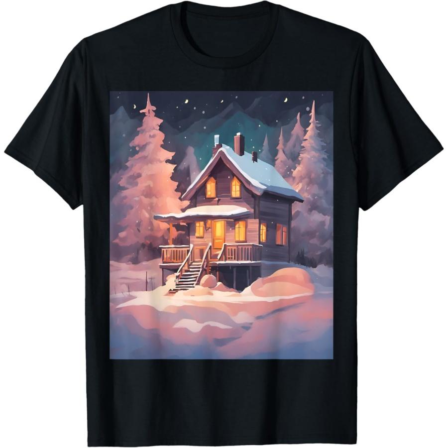 

Snowy Chalet Night Pastel Glow T-Shirt XXXXXL чорний