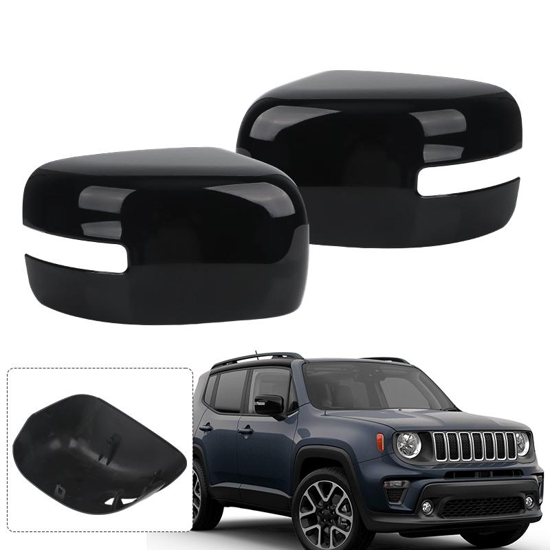 Door Wing Side Mirror Cover For Jeep Renegade 2015- Gloss Black Rear View Mirror Housing With Turn Signal Light Style