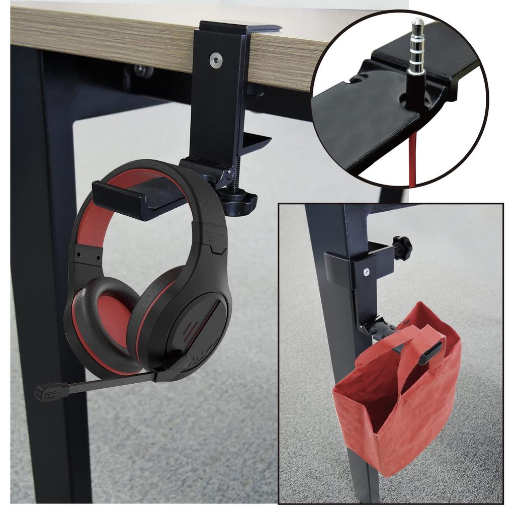 seena Foldable Headphone Hanger, Headphone Stand with Clamp, Multifunctional Aluminum Construction, 360-Degree Rotation, Cup, Desk Mount, Heavy-Duty,