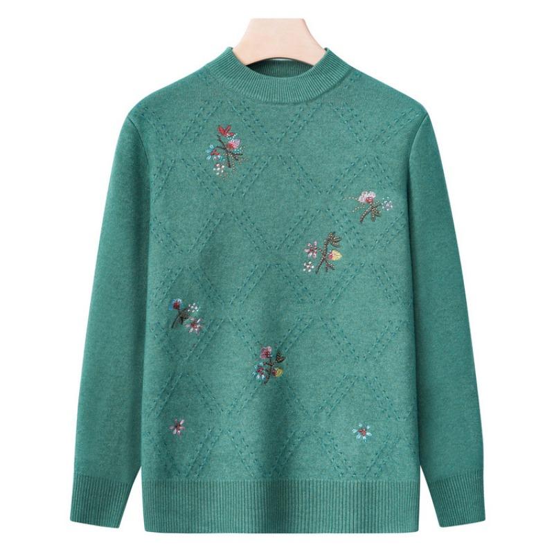 Grandma autumn women's top middle old man winter knitted sweater mother base clothes year 0 old lady sweater