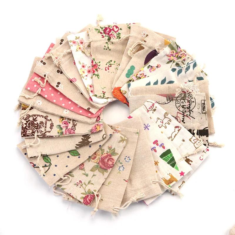 (10x14cm) Cute Cartoon Travel Storage Bag Cotton Drawstring Bag Pouches Candy Favor Holder Jewelry Party Gifts Bag 10pcs/lot