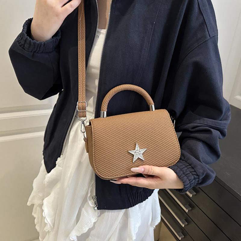 Starry Diamond Chain Texture Crossbody Bags Women Fashion Shiny Star Small Square Hand-held Shoulder Bag Lady Commuting Handbags