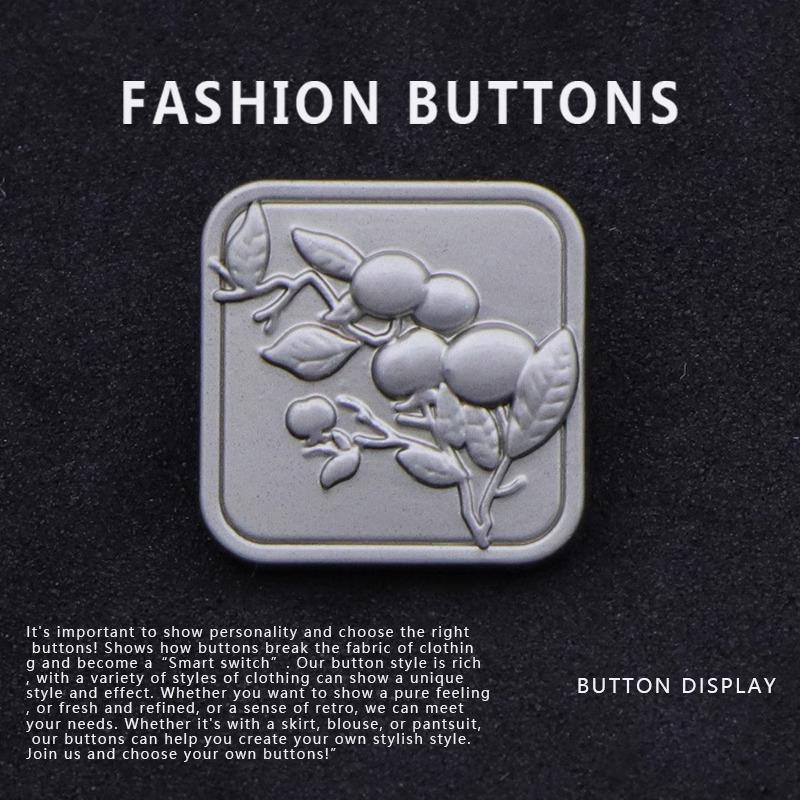 

10 шт. Пуговицы для рубашки в китайском национальном стиле, высококлассные, изысканные, квадратные, для рубашки, куртки, свитера, кардигана, одежды, металлические пуговицы Silver * 15MM