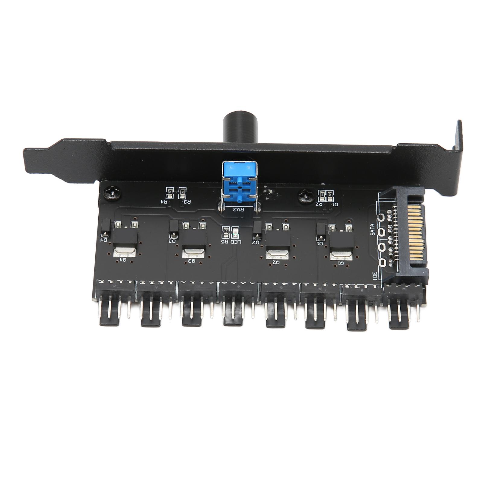 

Fan Hub 12V 3pin 4pin 1 Knob 8 Channels Stable Precise Fan Speed Controller with Screw for Computer CPU ChassisSATA