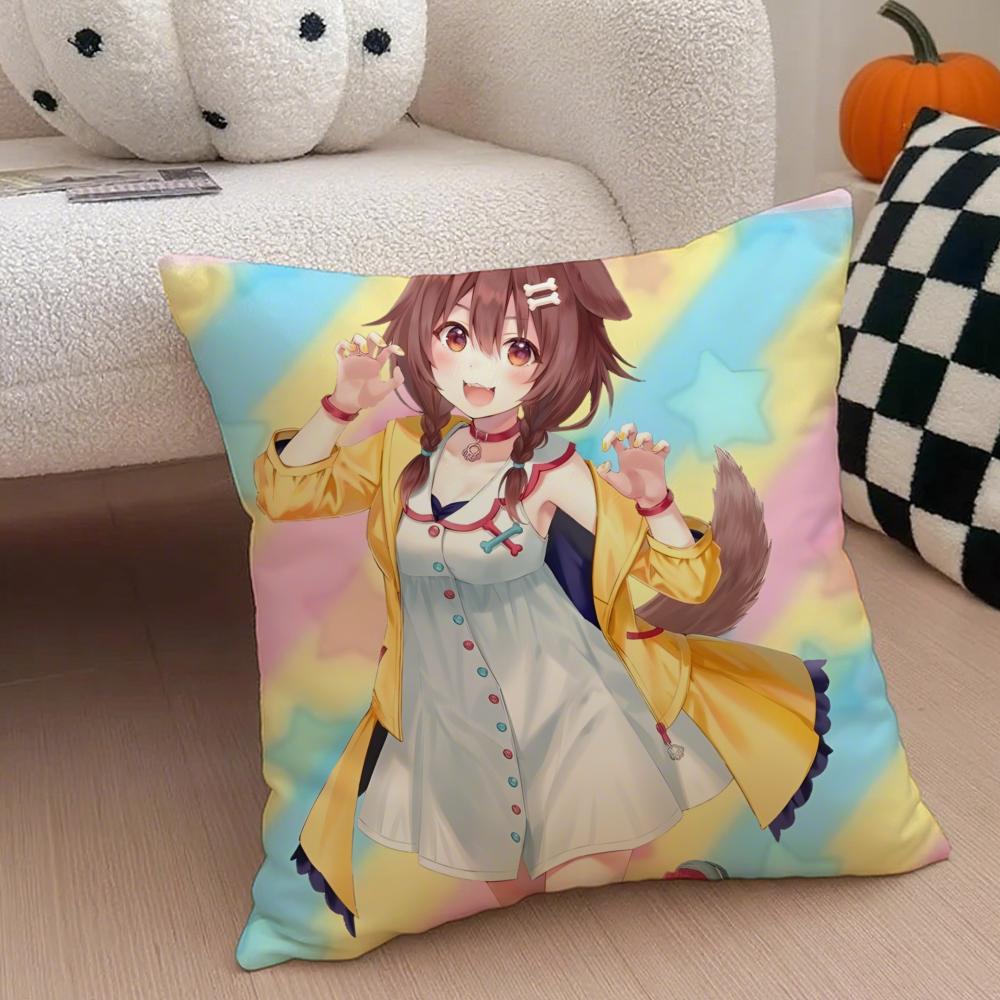 Playful Cute Japanese VTuber IINUGAMI KORONE Cushion Cover Throw Pillow Cover Hidden Button Durable Polyester Chair Cushion