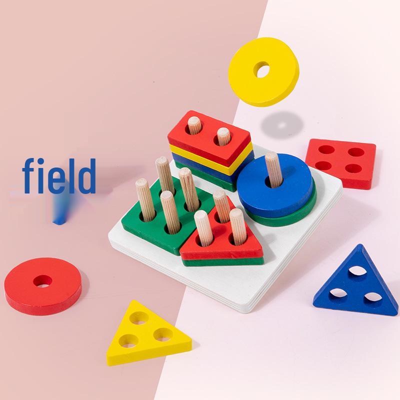Montessori Stacking Geometric Shapes Puzzle for Kids Ages 2-3: Educational Column Matching Blocks