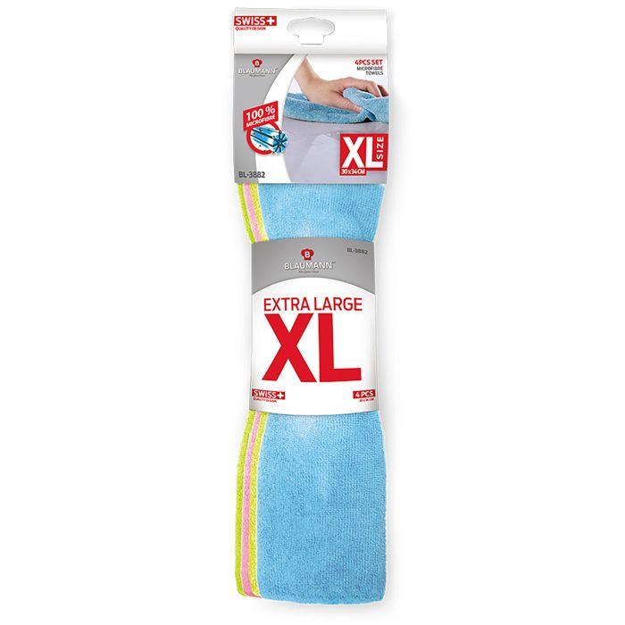 Lot de 4 Torchons de Cuisine Microfibres, Lavette Nettoyant Doux, Absorbants XL Blaumann AT-3882 Multicolore 58057