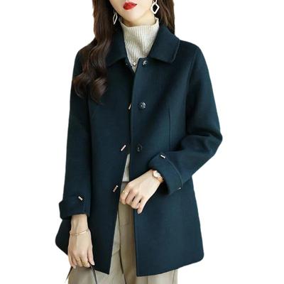 Eleganckie damskie wełniane luźne kurtki Topy damskie swobodne płaszcze z klapami jednorzędowe koreańska mieszanka wełny kurtka z długim rękawem