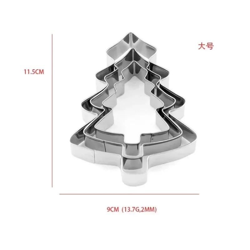 3 buc. Forme de Tăiat Biscuiți Brad de Crăciun, Forme Crăciun pentru Biscuiți, Forme din Oțel Inoxidabil pentru Presat Biscuiți, Tăietor DIY pentru Biscuiți de Bucătărie