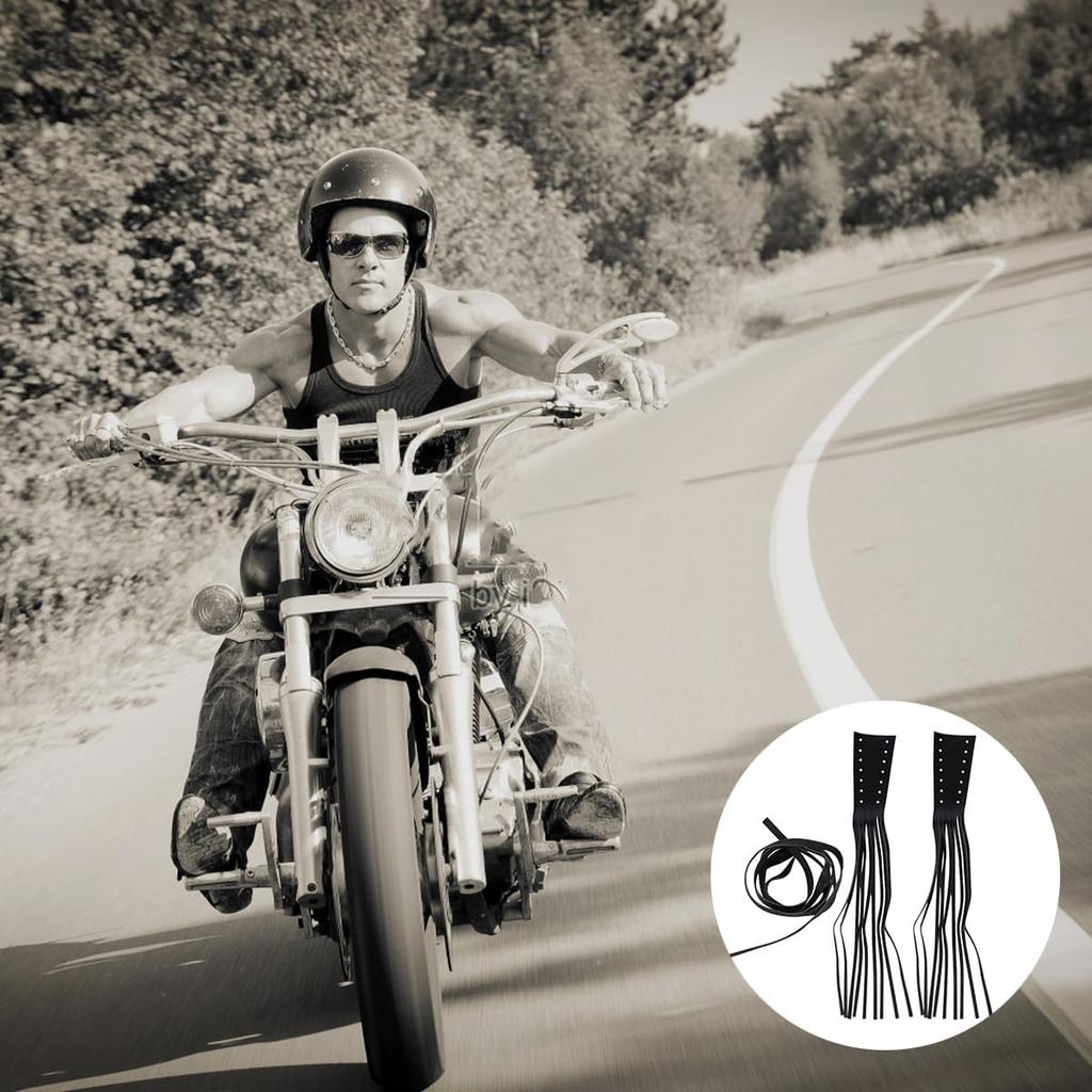 Garneck Motorcycle Lever Tassels Fringe Leather Motorcycle Lever Handlebar Throttle Brake Clutch Grip Covers Wraps