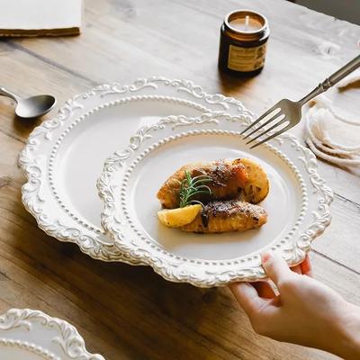 Vintage Relief Ceramic Tableware Restaurant Creative Steak Plate Dessert Dish Sushi Dish Soup Plate Snack Bowl Mug Tableware Set