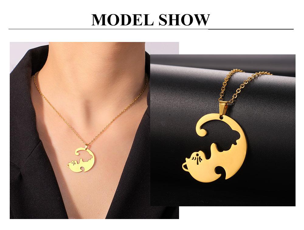 Cazador Matching Hugging Cats Pendant Necklace for Couple Stainless Steel Jewelry Friendship Animal Kittens Valentine Gift 2026