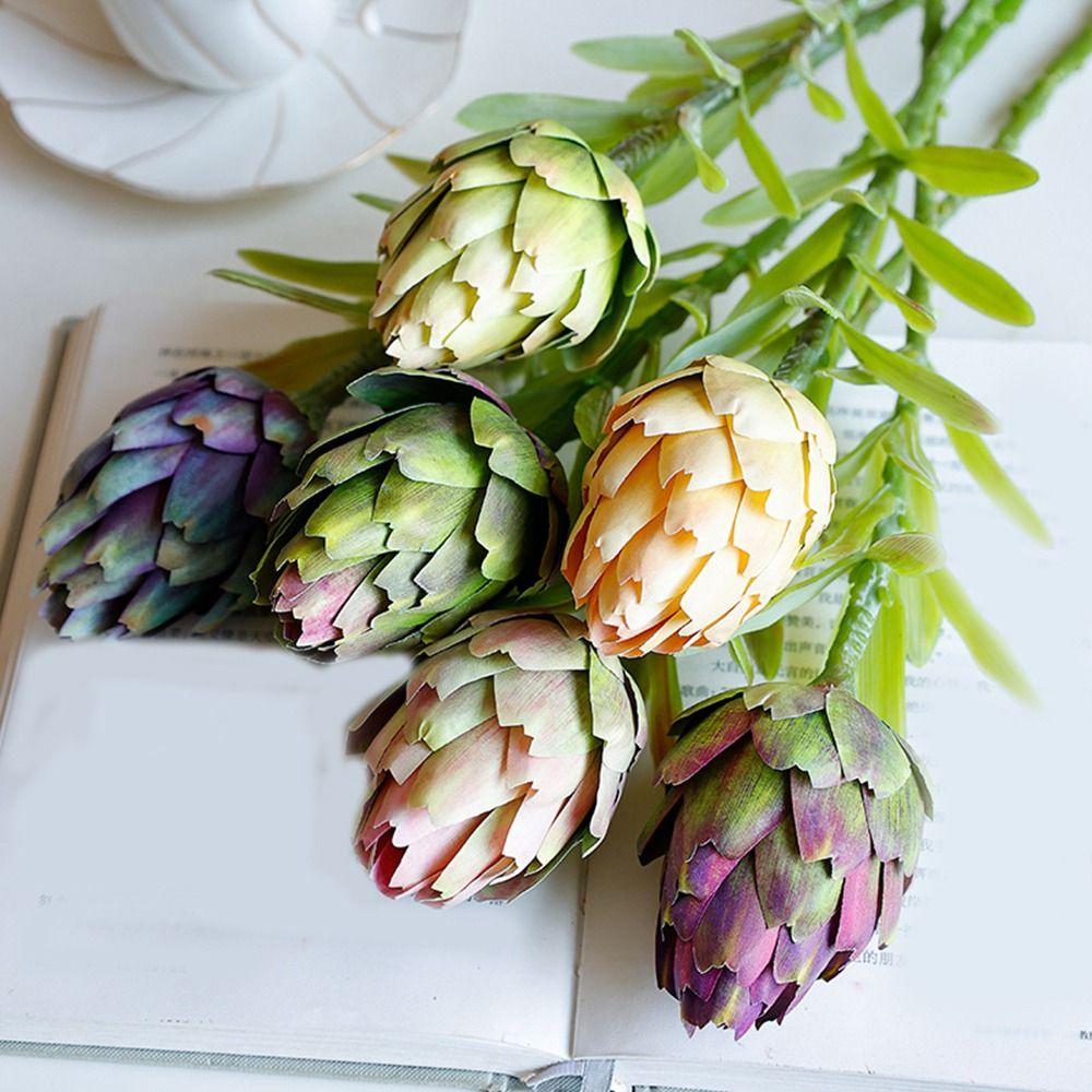 2Pcs Soft Plastic Artificial Artichoke Fruit Fake Simulation Artichoke Flower  Balcony