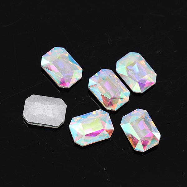 Octagonal Long Gem Crystal Glass Rhinestone for Clothing, Shoes, Phone Stickers, DIY Jewelry Accessories