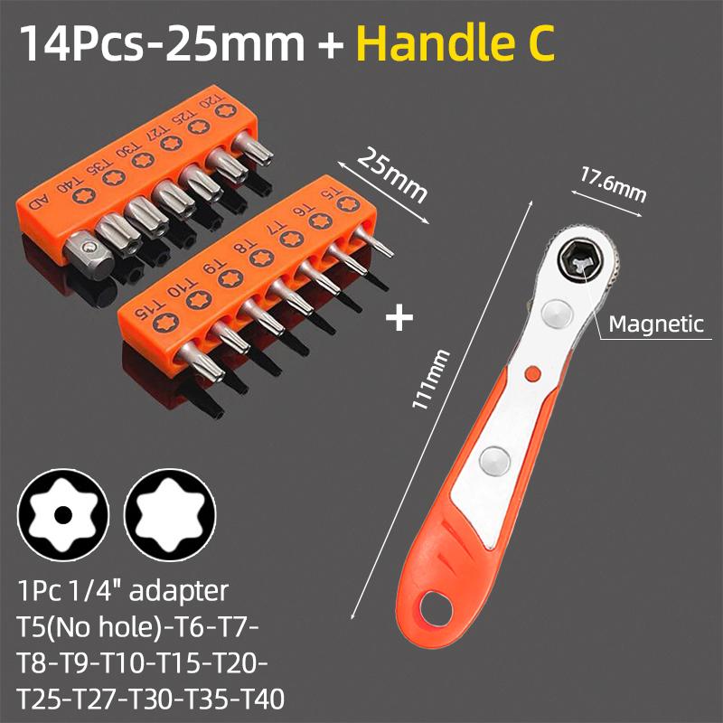 25mm Torx șurubelniță biți set Tamper Door securitate burghiu biți 1/4 "șurubelniță hexagonală cheie cu clichet mâner reparare scule de mână