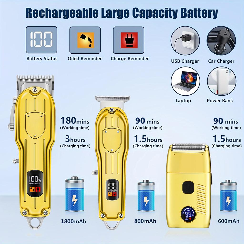 Professional Hair Clippers Electric Razor Shavers Men Rechargeable Clippers and Trimmers Beard Trimmer Barber Kit