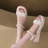 Fashion Comfort Shoes for Women Roman Sandals 2025 Summer Buckle Strap Suit Female Beige Soft Clogs Wedge Open Toe Clear Heels Gladiator